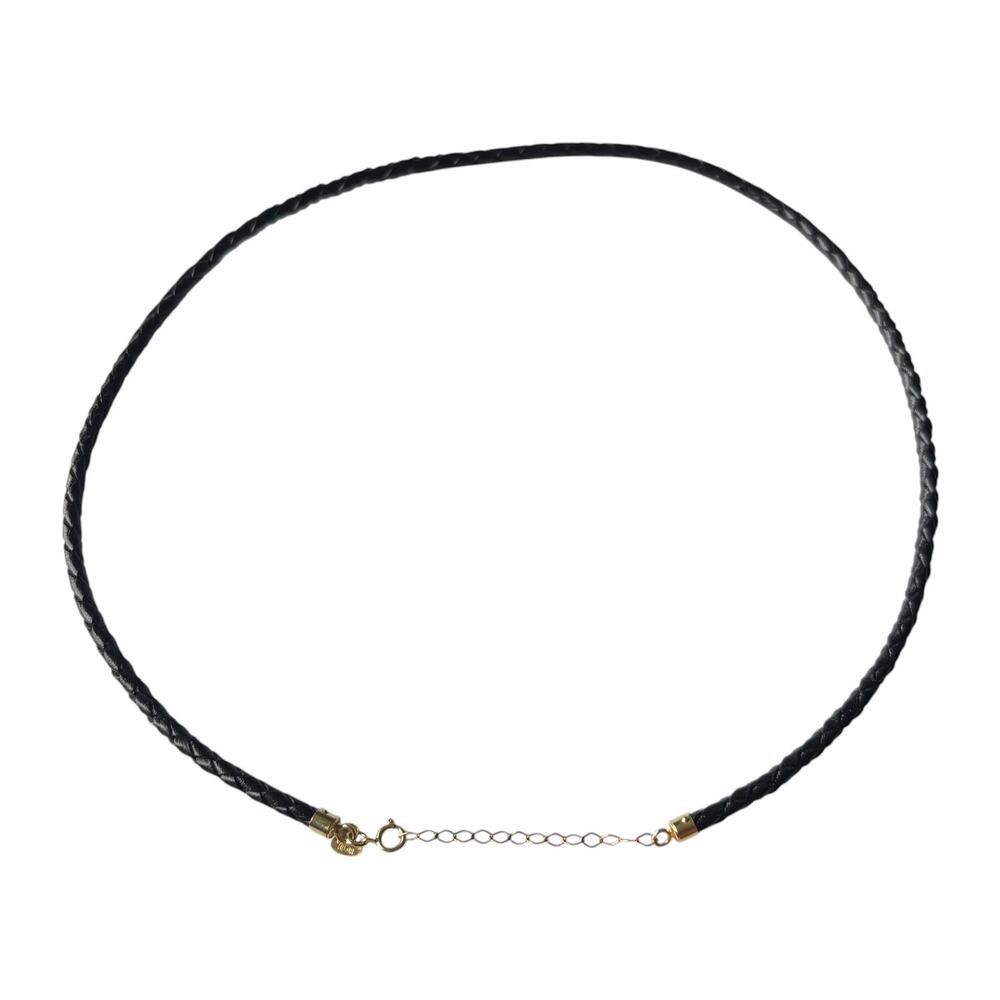 MILOR 14K Clasp Genuine Black Leather Necklace - 17" Vintage - Italy